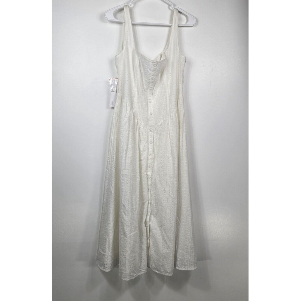AQUA Women's Size Medium White Eyelet Sleeveless Dress NWT